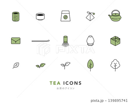 茶道で使うお茶道具のアイコンセット 茶道で使うお茶道具のアイコンセット 139895741