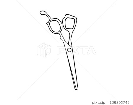 ハサミを使う美容院の手書き線画イラスト素材 ハサミを使う美容院の手書き線画イラスト素材 139895743