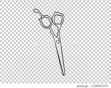 ハサミを使う美容院の手書き線画イラスト素材 ハサミを使う美容院の手書き線画イラスト素材 139895743