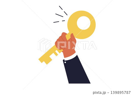 Illustration of Hand Holding Golden Key for Business Solution Illustration of Hand Holding Golden Key for Business Solution 139895787