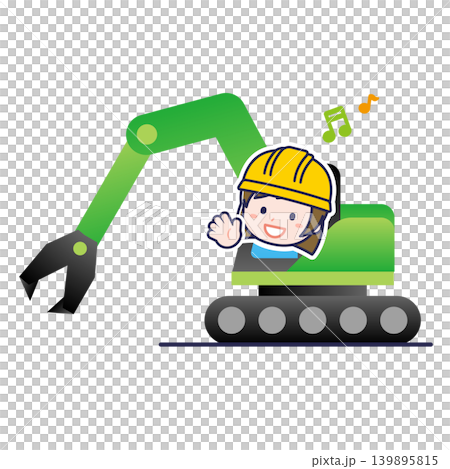 Scene illustration: Worker operating a crusher Scene illustration: Worker operating a crusher 139895815