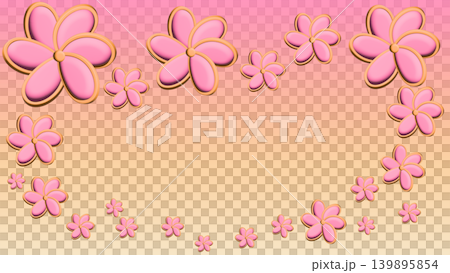 Pink and orange floral frame with copy space on a gradient background Pink and orange floral frame with copy space on a gradient background 139895854