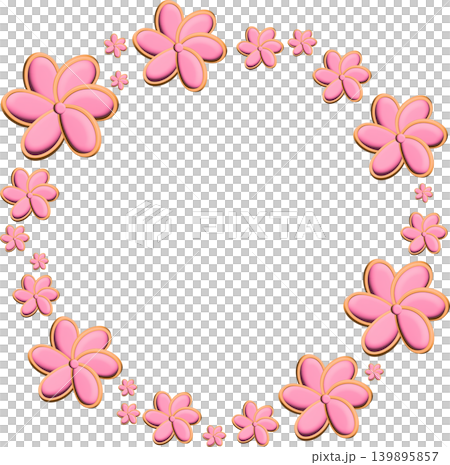 A pink, three-dimensional floral frame 139895857