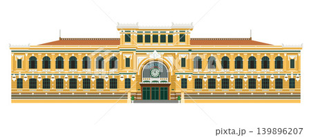 Saigon Central Post Office Vietnam Flat Vector Illustration Saigon Central Post Office Vietnam Flat Vector Illustration 139896207