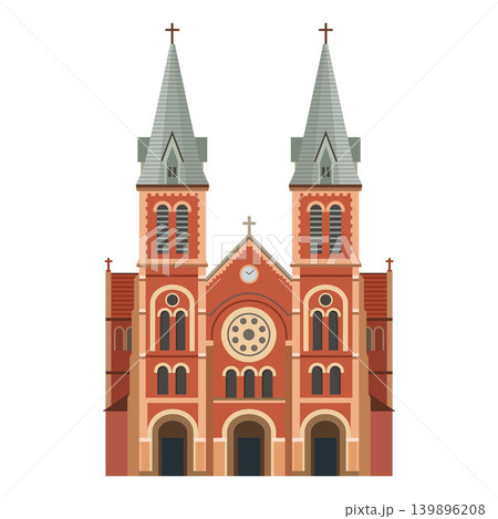 Notre Dame Cathedral of Saigon Flat Design 139896208