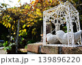 カフェの紅葉と白いオブジェ 139896220