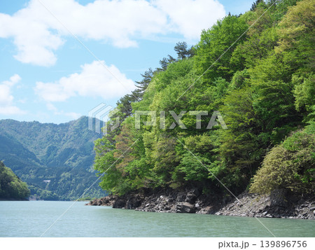 井川ダム 井川湖 大井川 4月の晴れの日 井川ダム 井川湖 大井川 4月の晴れの日 139896756