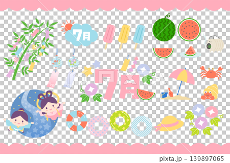 Cute July and Tanabata illustration set 139897065