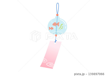 かわいい金魚の柄の風鈴イラスト かわいい金魚の柄の風鈴イラスト 139897066