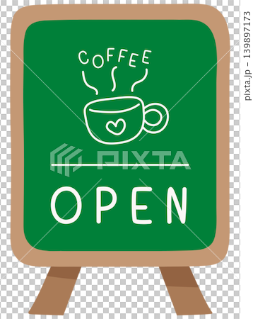 Cute Coffee Shop Sign Board for City Street and Cafe Theme 139897173