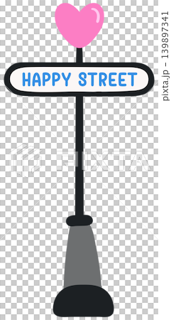 Cute Heart Street Name Sign for City Map and Urban Theme Cute Heart Street Name Sign for City Map and Urban Theme 139897341