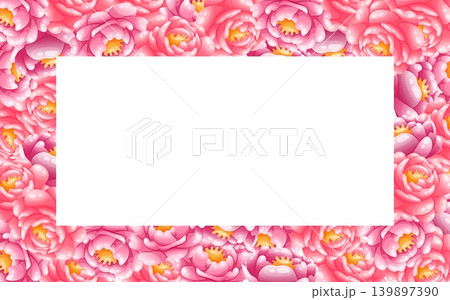 Vector rectangular frame with pink peonies Vector rectangular frame with pink peonies 139897390