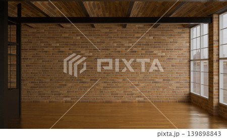 Empty Post Industrial Room Hall Open Space - 3d Rendering 139898843