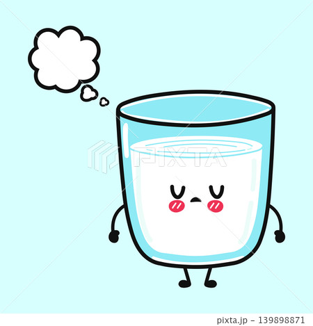 Sleepy glass of milk character with thought bubble Sleepy glass of milk character with thought bubble 139898871