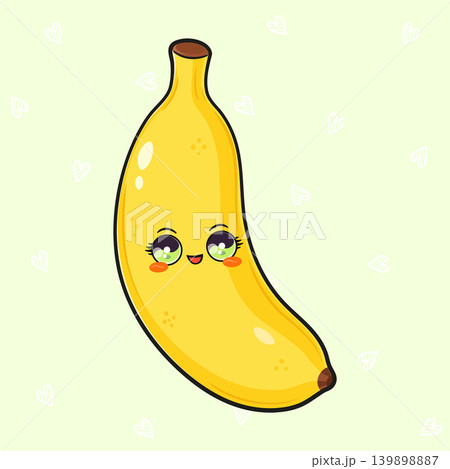 Cute banana character with sleepy eyes Cute banana character with sleepy eyes 139898887
