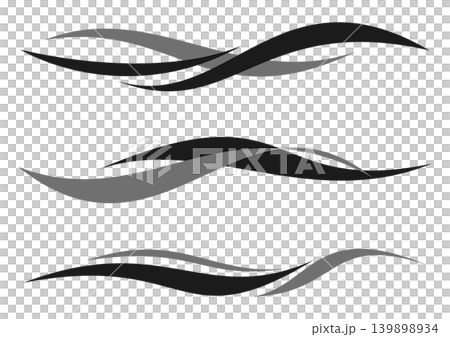 Simple wave line material set, abstract design in black and gray. Simple wave line material set, abstract design in black and gray. 139898934