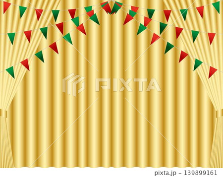 カーテン、m1金、二重、クリスマスガーランド1 カーテン、m1金、二重、クリスマスガーランド1 139899161