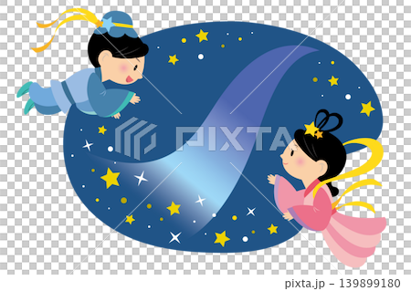 Orihime and Hikoboshi rejoice at their reunion on Tanabata (Title/Headline) Orihime and Hikoboshi rejoice at their reunion on Tanabata (Title/Headline) 139899180