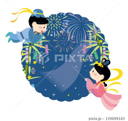 七夕の再会を喜ぶ織姫と彦星 タイトル 見出し 七夕の再会を喜ぶ織姫と彦星 タイトル 見出し 139899183