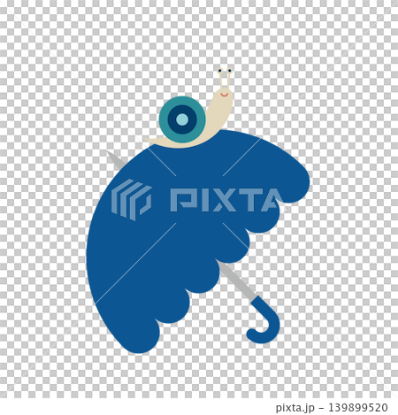 An illustration of a cute snail walking on an umbrella. An illustration of a cute snail walking on an umbrella. 139899520