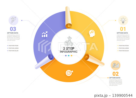 Modern infographic template with colorful paper roll elements, business icons. Can be use diagram, timeline, workflow and background Modern infographic template with colorful paper roll elements, business icons. Can be use diagram, timeline, workflow and background 139900544