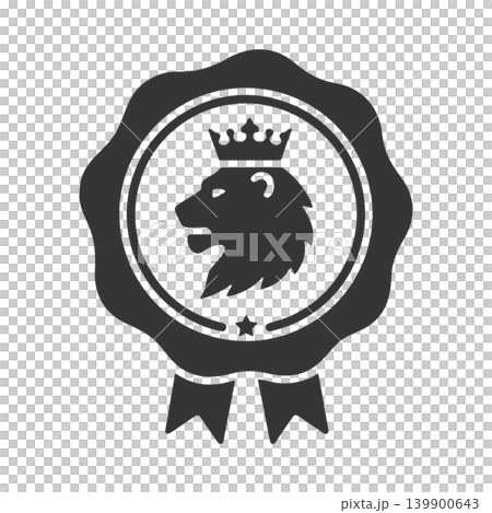 Sealing stamp-style silhouette icon: Lion Sealing stamp-style silhouette icon: Lion 139900643