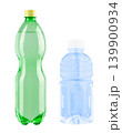Plastic bottles set isolated on white background, green and blue empty packaging containers 139900934