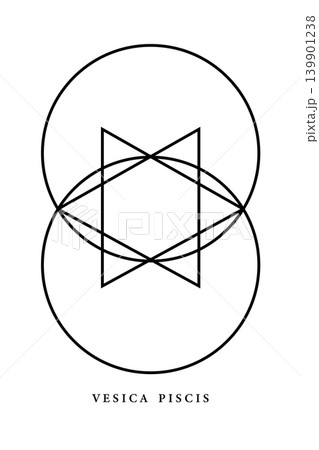 Vesica piscis Sacred geometry circuit. All Seeing eye, the third eye or The Eye of Providence inside lines circles. The eye of Phi mystic heaven and earth vector  isolated on white background 139901238