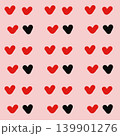 Seamless Red and Black Hearts Pattern, Cute Romantic Valentine Background 139901276