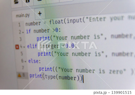 A Python code snippet inside a code editor A Python code snippet inside a code editor 139901515
