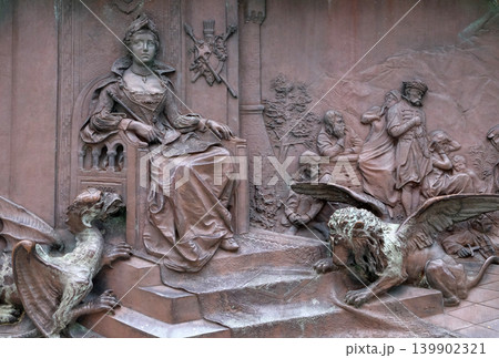Relief on a monument from 1893 of poet Ivan Gundulic in Dubrovnik, Croatia Relief on a monument from 1893 of poet Ivan Gundulic in Dubrovnik, Croatia 139902321