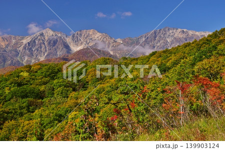 紅葉の岩岳から望む白馬の峰々 紅葉の岩岳から望む白馬の峰々 139903124