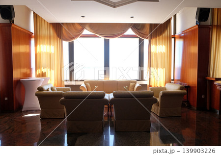 A luxury resort hotel lobby and sitting room lounge in Grand hotel Bernardin Portoroz, Slovenia 139903226