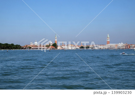 Cityscape of Venice. View from cruise ship at Adriatic sea. 139903230