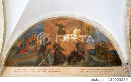The frescoes with scenes from the life of St. Francis of Assisi, cloister of the Franciscan monastery of the Friars Minor in Dubrovnik, Croatia 139903239