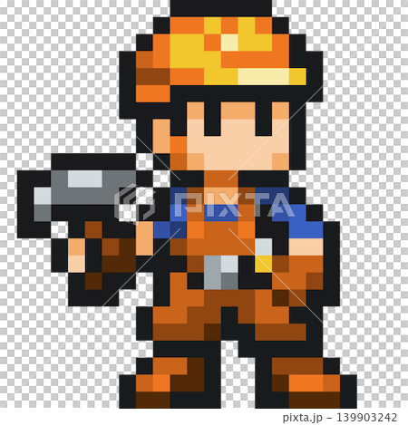 Game-style pixel art worker 139903242