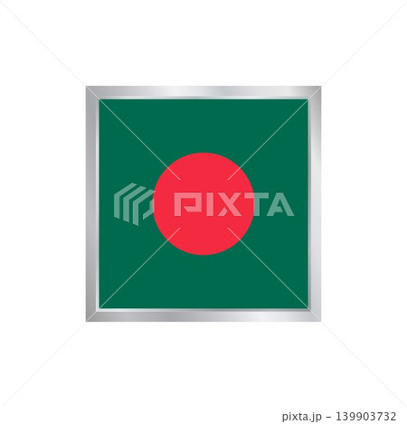 Bangladesh Flag with Square Silver Frame Bangladesh Flag with Square Silver Frame 139903732