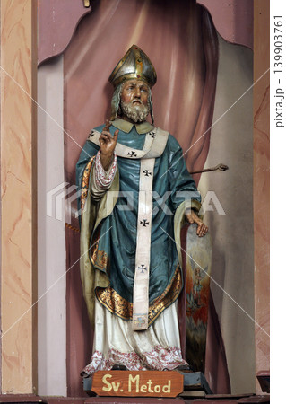 Statue of Saint Methodius on the altar in Parish Church of Saint Martin in Martinska Ves, Croatia Statue of Saint Methodius on the altar in Parish Church of Saint Martin in Martinska Ves, Croatia 139903761