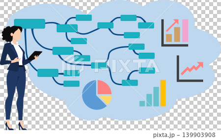 Illustration of a businesswoman thinking about business strategies 139903908
