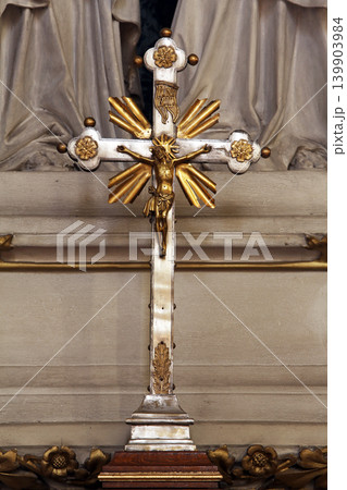 Cross on the altar of St. Peter and Paul in Zagreb cathedral Cross on the altar of St. Peter and Paul in Zagreb cathedral 139903984