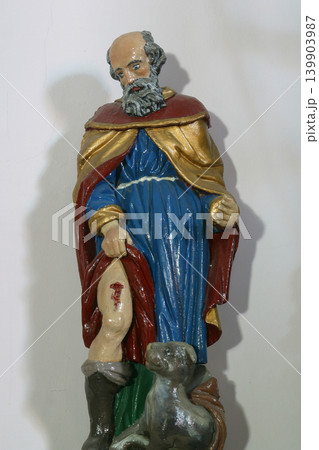Saint Roch, statue on the main altar in the All Saints Church in the Bedenica, Croatia 139903987