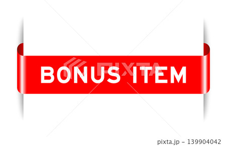 Red color inserted label banner with word bonus item on white background Red color inserted label banner with word bonus item on white background 139904042