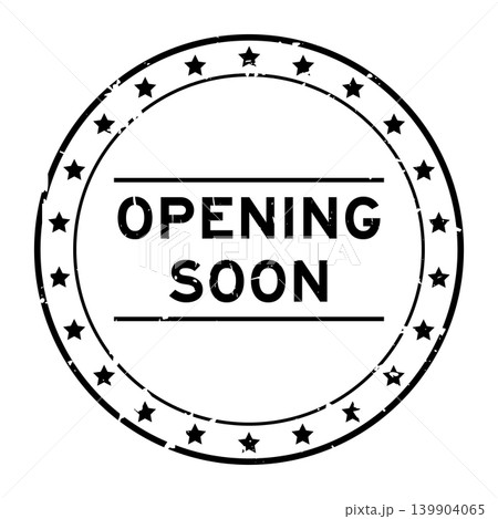 Grunge black opening soon word round rubber seal stamp on white background Grunge black opening soon word round rubber seal stamp on white background 139904065