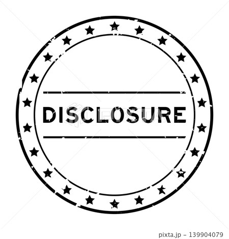 Grunge black disclosure word round rubber seal stamp on white background Grunge black disclosure word round rubber seal stamp on white background 139904079