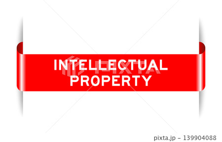 Red color inserted label banner with word intellectual property on white background Red color inserted label banner with word intellectual property on white background 139904088