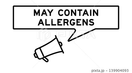 Megaphone icon with speech bubble in word may contain allergen on white background 139904093