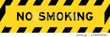 Yellow and black color with line striped label banner with word no smoking Yellow and black color with line striped label banner with word no smoking 139904094
