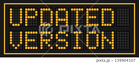 Orange color led banner in word updated version on black background Orange color led banner in word updated version on black background 139904107