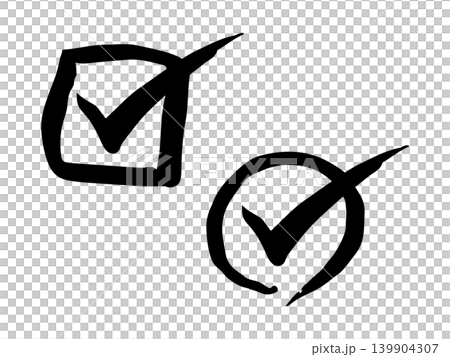 A checkmark made by hand with a brush A checkmark made by hand with a brush 139904307