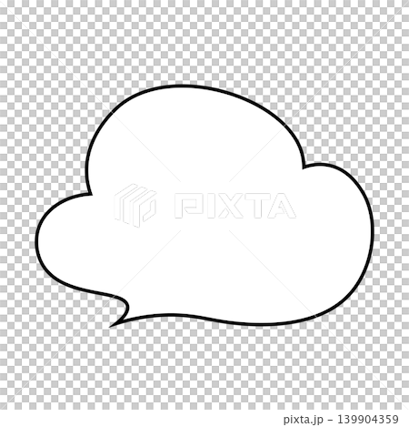 雲形吹き出しのシンプルなイラスト素材　もくもく（白背景） 139904359